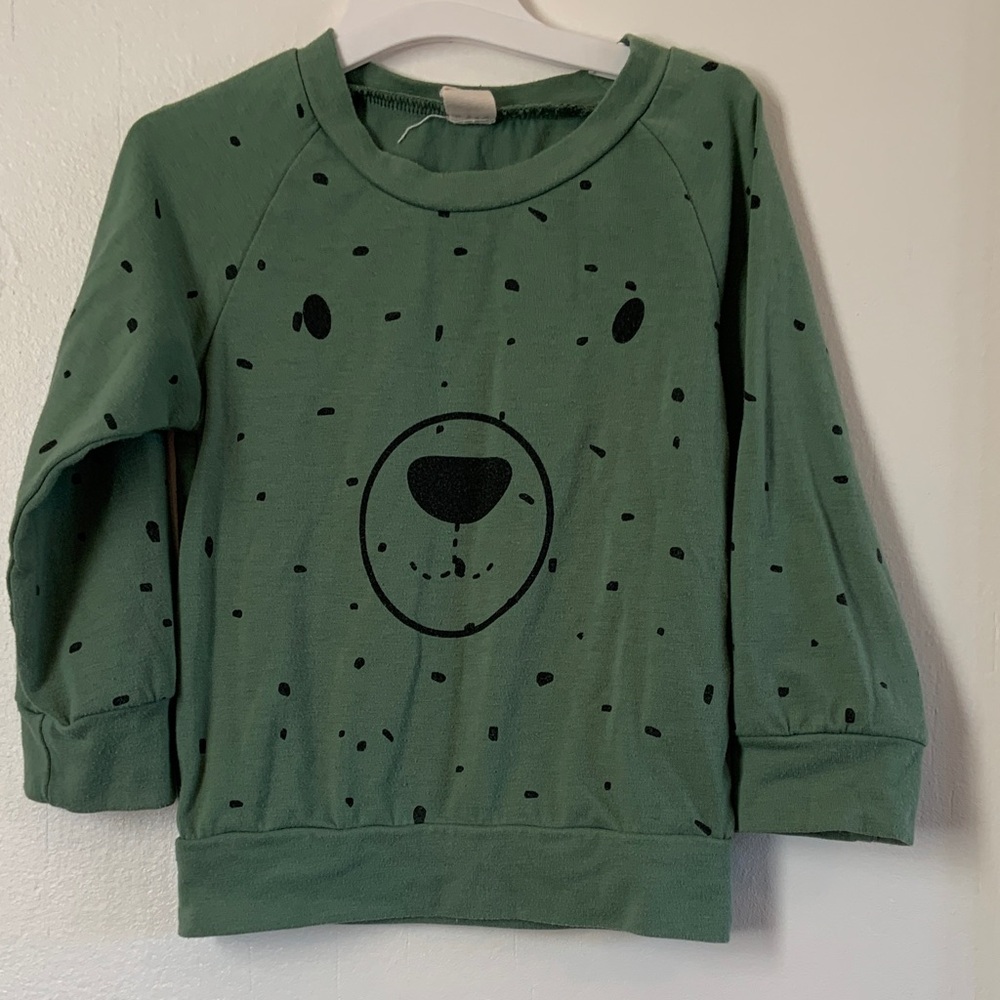 Kids Green Bear Face Sweatshirt